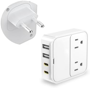 Compact European Travel Adapter with 30 W USB-C Quick Charge – Dual AC Outlets & Versatile USB Ports for Effortless Device Connectivity in Germany, Spain, Italy, France – Ultimate Power Solution for Global Explorers and Business Travelers