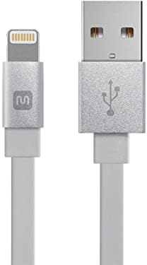 Monoprice 112958 Certified Flat Lightning to USB Cable – 4 ft Gray | Enhanced Durability and High-Speed Sync for i Phone & i Pad | Tangle-Free Design for Home, Office, and Travel | Compatible with i Phone Models X, 8, 7, 6, 5 S & i Pad Pro | Reliable Charging Accessory for Everyday Use