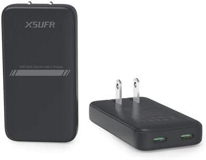 Compact 45 W Dual USB-C Wall Charger with Ga N Technology – Super Fast Charging Adapter for Laptops, Smartphones, and Tablets – Ideal Travel Companion with Folding Plug Design – Enhanced Power Delivery 3.0 for Samsung Galaxy and More – Lightweight and Efficient Charging Solution