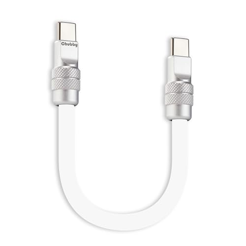 chubbycable Cute Chubby – 240W Short USB-C Cable Power Bank Fast Charging Cable Silicone Charger Cord Compatible with iPhone 16/15 Series, Desert Titanium+Desert Titanium, Type-C to Type-C, 20 inch – Enhanced Compatibility and Speed