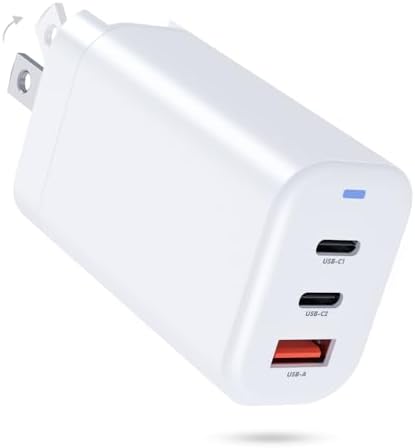 65 W Ga N USB-C Fast Charger Block – Ultra-Compact 3-Port Adapter for Quick Charging on Mac Book Pro/Air, i Pad Pro, i Phone 16/15/14/13, Samsung Galaxy S25/S24/S23, Note 20/10, Pixel 9/8/7 – Perfect Travel Companion with Superior Efficiency and Multi-Device Compatibility