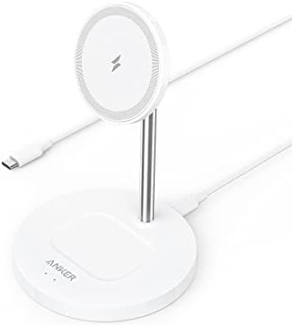 Anker Magnetic 2-in-1 Wireless Charging Stand for i Phone 12/13 and Air Pods – Fast Charge Dock with 5 ft USB-C Cable, Effortless Device Alignment for Home & Office – Sleek and Compact Design for Streamlined Power Management