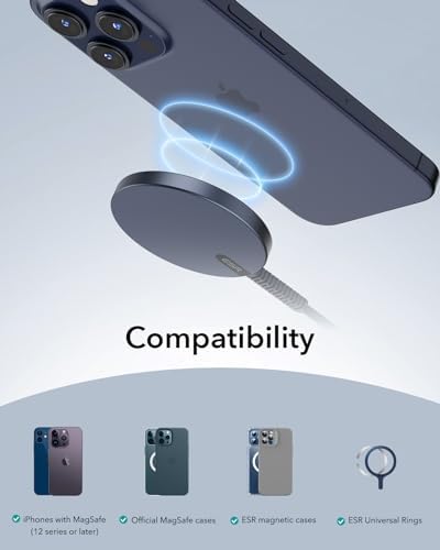 ESR Mag Safe 15 W Wireless Charger – Dual USB-C Charging Pad for i Phone 16 Pro Max, 16 Pro, 16, 16 Plus, 15, 14, 13, 12, and Galaxy S25 – Sleek Desert Titanium Finish – Effortless Magnetic Alignment for Air Pods Pro/3/4 – High-Speed Charging & Enhanced Device Compatibility