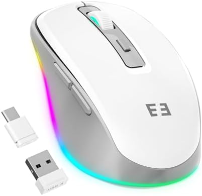 Illuminate Your Workspace with the seenda Light-Up Wireless Mouse Featuring Built-In Jiggler – USB-C & USB Receiver for Mac Book, i Pad, and Windows Devices – Ergonomic Design for Enhanced Comfort and Productivity