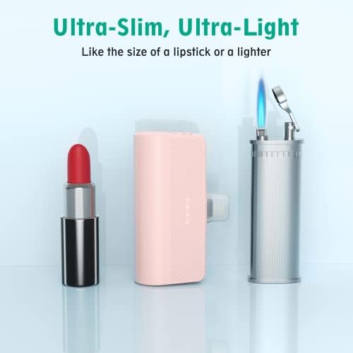 KKD 5000 m Ah Portable Charger for i Phone – MFi Certified Built-in Plug for Fast Charging on the Go, Compact Power Bank for i Phone 14/13/12/11/XR/X/SE/8/7/6/6 s/Pro Max/Plus & i Pad, Sleek Design for Ultimate Portability