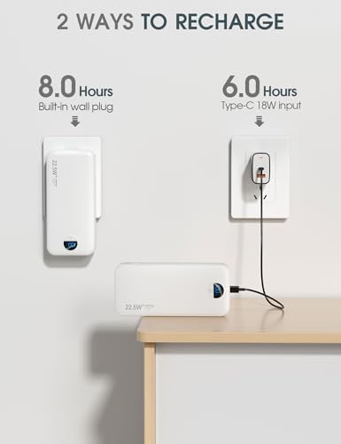 Ultra-Fast Portable Phone Charger with 12000 m Ah Capacity – All-in-One Power Bank with Integrated Cables, Wall Plug, and LED Display for i Phone, i Pad, Samsung – Essential Travel Companion for Uninterrupted Connectivity