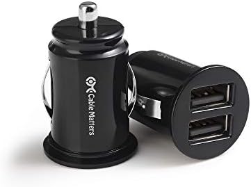 Sleek 2-Pack Dual USB Car Charger for Fast Device Charging – Cable Matters 4.8 A 24 W Flush Mount Adapter for Smartphones & Tablets – Compact Design with Enhanced Safety Features for Effortless Travel Power
