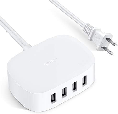 BULL 4-Port USB Fast Charging Station with 6 ft Cable – UL Listed Multi-Device Charger for Seamless Power Supply at Home & Office, Sleek White Design Perfect for Modern Smartphones and Tablets, Reliable & Efficient Charging Solution for Busy Lifestyles