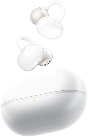 Ultra-Lightweight Sound PEATS POP Clip Open Ear Headphones – Wireless Open Ear Earbuds with Advanced Bluetooth 5.4, 30-Hour Playtime, IPX5 Water Resistance for Active Lifestyles and Sports, Ergonomic Comfort for All-Day Use in Sleek White Design