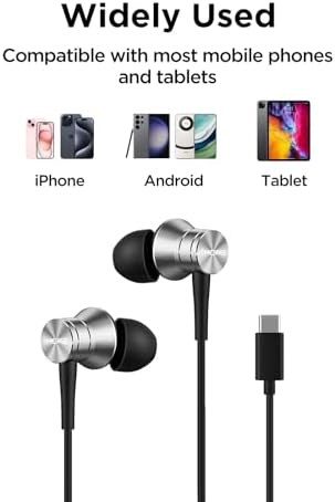 Dual Pack 1 MORE USB-C Earbuds – Premium Noise-Isolating In-Ear Headphones for i Phone 15 & Pixel 10 – High-Fidelity Sound with Built-In Mic, Lightweight Aluminum Design, and Tangle-Free Kevlar Cable – Perfect for Sports, Commuting, and Everyday Use with Extra Comfort Tips for a Custom Fit