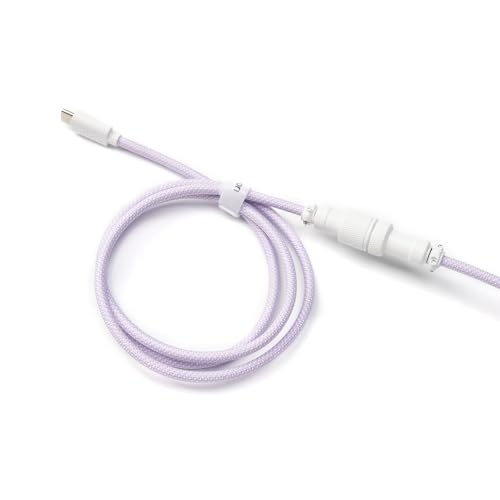 Keychron Light Pink Custom Coiled Aviator Cable – High-Performance USB-C to USB-C with Detachable Metal Connector (5-Pin GX12) for Mechanical Keyboards, Durable Braided Design with USB-A Adapter for Enhanced Charging and Data Transfer Efficiency