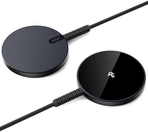 ESR Mag Safe Charger Duo Pack – 15 W Fast Wireless Charging Pad with Qi2 Technology for i Phone 12-16, Galaxy S25, and Air Pods – Superior Magnetic Alignment & Type-C Cable Included – Sleek Black Design for Effortless Charging Convenience