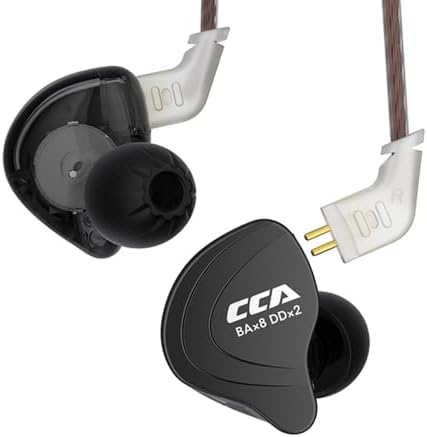 YINYOO CCA C10 In-Ear Monitors – Premium Hybrid Driver Earphones with 4 Balanced Armature & 1 Dynamic Driver, Detachable Tangle-Free Cable for Audiophiles and Musicians, Ergonomic Design for Ultimate Comfort and Enhanced Device Compatibility