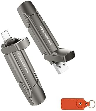 MOVE SPEED 128 GB High-Speed USB Drive – 1000 MB/s Read/Write Dual Interface SSD for i Phone 15, Mac Book & Android – Stylish Leather Case Included for Ultimate Portability and Protection