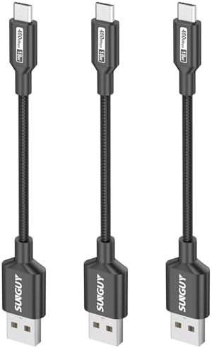 SUNGUY Micro USB Cable 1.5FT, [10-Pack] Short Braided USB 2.0 Micro Android Charger Fast Charging & Data Sync Cord Compatible with Samsung Galaxy S6 S7 Edge Note 5, Tab 4, PS4, Kindle and More – Enhanced Compatibility and Speed