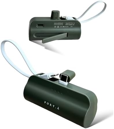 Dune Tan Compact 5000 m Ah Power Bank – Ultra-Fast Charging Solution with Dual Type-C & i Phone Compatibility, Integrated Kickstand for Hands-Free Use, Sleek On-the-Go Essential for Android & i Phone Devices, USA-Engineered for Maximum Performance and Portability