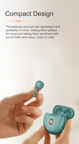 Advanced Bluetooth 5.1 Waterproof Earbuds with Built-in Microphone – IPX7 Rated In-Ear Headphones for Active Lifestyles, Enhanced Sound Quality, and Seamless Connectivity – USB-C Charging Case with LCD Display – Ideal for Android & i OS Users (Blue) – Experience Unmatched Comfort and Durability