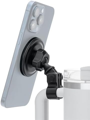 Magnetic Phone Holder for Stanley Quencher H2.0 – Versatile Adjustable Stand for i Phone 16, 15, 14 Pro & Android Devices | Ultimate Stability & Optimal Viewing for Car, Office, Gym | Ideal Accessory for Active Lifestyles and Seamless Navigation | Durable Design for Everyday Use