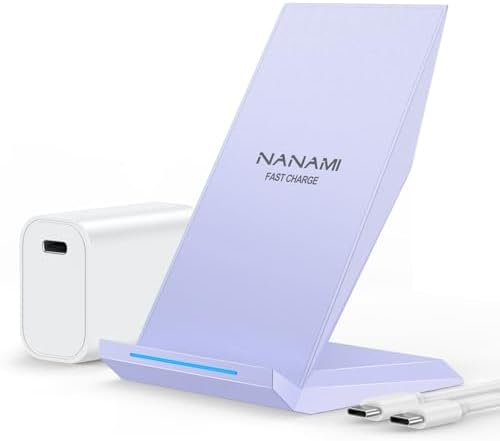 NANAMI Qi-Certified Fast Wireless Charging Stand with QC3.0 Adapter – 7.5 W for i Phone 16 Series & 10 W for Samsung Galaxy S24/S23/S22 – Ultimate Ergonomic Charging Station for Optimal Device Efficiency – Sleek Space-Saving Design for Home and Office Environments – Enhanced Safety Features for Reliable Use