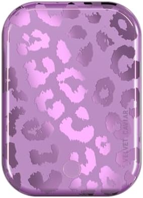 Stylish Hot Pink Leopard VELVET CAVIAR Magnetic Power Bank – Mag Safe Compatible Slim Charger for i Phone 12, 13, 14, 15 – Fast 5000 m Ah Portable Battery Pack with USB-C for Effortless Charging on the Go