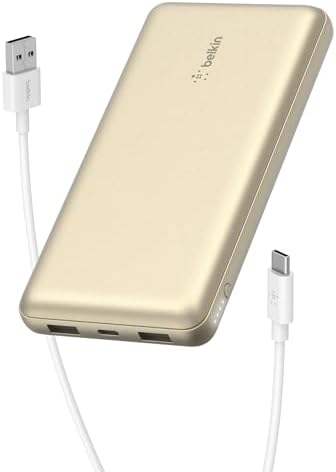 Belkin 20,000 m Ah Portable Power Bank – Fast Charging USB-C Multi-Device Charger with Dual USB-A Ports & Cable – Ideal for i Phone 16, Samsung Galaxy S25, Pixel, i Pad, Nintendo Switch 2 – Sleek Gray Design for Travel & Everyday Use – Maximum Compatibility & Durability