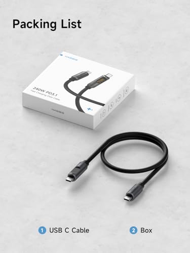 Hagibis 240 W USB C Fast Charging Cable with LED Display – 6.6 Feet Durable Silicone for i Phone 16/15 Pro Max, i Pad, Mac Book Pro – Ultra-Fast 480 Mbps Data Transfer, Flexible Tangle-Free Design for Maximum Performance and Connectivity