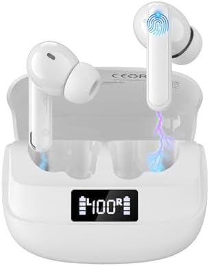 Premium Wireless Earbuds with Cutting-Edge Active Noise Cancellation & Powerful Deep Bass – Featuring 4-Microphone ENC for Crystal-Clear Calls, 40-Hour Playtime with LED Battery Indicator, IPX5 Waterproof Rating for Ultimate Durability, and Advanced Bluetooth 5.4 for Rapid Device Pairing – Perfect for Audiophiles and Professionals Seeking Exceptional Sound Quality and Performance