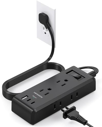 HANYCONY Travel Power Strip with 6 Outlets & 3 USB Ports – 5 ft Flat Plug Extension Cord for Cruise Ships & College Dorms – Space-Saving Wall Mount Design for Ultimate Convenience & Fast Charging Efficiency