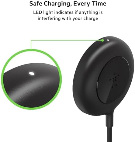 Belkin 7.5 W Magnetic Portable Wireless Charger Pad – Effortless Mag Safe Compatibility for i Phone Models 14, 13, 12, 11, XS Max, X, 8, 7, 6 s, 6, Plus – Fast Charging with 6.6 ft Long Cable for Ultimate Convenience – Sleek, Durable Design for Home, Office, and Travel Use – Enhance Your Charging Efficiency with Magnetic Alignment Technology