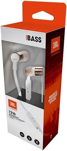 JBL Harman T290 Sports Earbuds – Wired Rose Gold Headphones with Pure Bass Sound, Lightweight Design, and Built-in Microphone for Ultimate Comfort and Style During Workouts and Daily Use