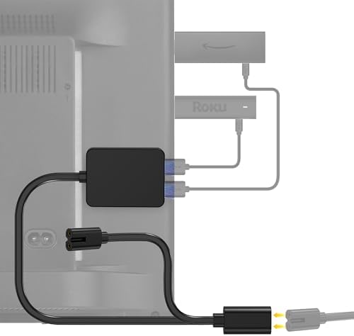 AGVEE 1.6 ft Dual USB Power Adapter for Streaming Devices | Efficient Charging Hub for Fire TV Stick, Roku, & Chromecast | Sleek Black Design for Organized Entertainment Spaces | High-Speed Dual Ports for LED Light Strips & Cable Management Solutions
