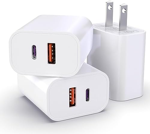 20 W Dual-Port USB C Charger Block – Fast Charging Adapter for i Phone & Samsung Galaxy – 3-Pack Power Wall Plug with PD & QC Technology for Home, Office, and Travel – Compact, Lightweight, Enhanced Compatibility for Rapid Device Charging – Perfect for i Phone 16/15/14/13/12/11/Pro Max/XS/XR/X Users