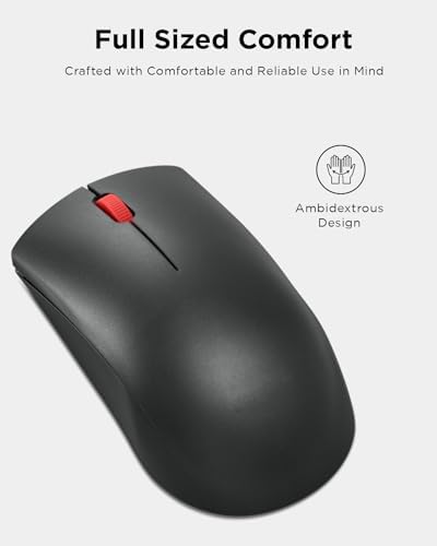 Lenovo WL150 Wireless Mouse – Ergonomic Ambidextrous Design with 1,000 DPI Precision for Ultimate Comfort and Efficiency – 2.4 G Nano USB-A Receiver for Uninterrupted Connectivity – Compact, Portable, and Ideal for Travel, Perfect for Both Home and Office Use