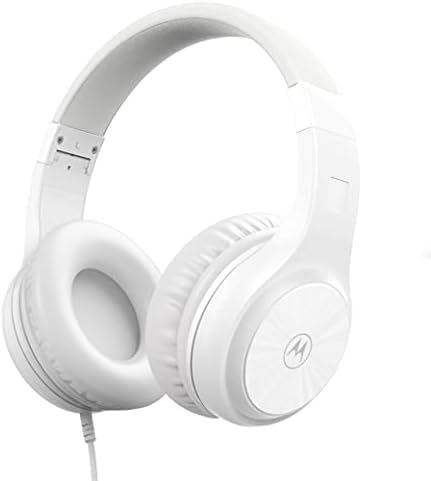 Motorola Sound Moto XT120 Wired Over-Ear Headphones – Immerse Yourself in Dynamic Bass with Foldable Convenience, Adjustable Comfort, and Built-in Microphone for Effortless Calls – Universal 3.5 mm Compatibility and Chic White Finish for Style and Functionality – Your Ultimate Audio Companion for Every Occasion