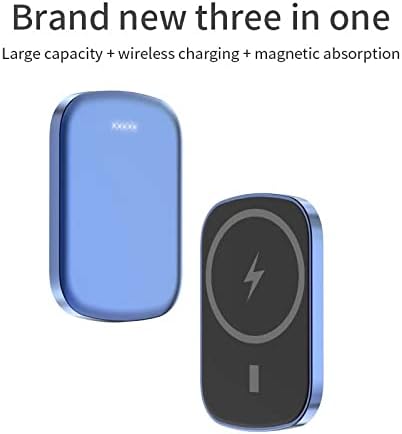 Magnetic Wireless Portable Power Bank for i Phone 12/13/Mini/Pro/Pro Max – 5000 m Ah Fast Charging Solution in Stylish Blue – Effortless Magnetic Alignment & Compact Design for On-the-Go Charging