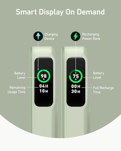 Anker Mag Go Power Bank for i Phone 15/14/13 – 10,000 m Ah Qi2 Certified Ultra-Fast Wireless Charger with Smart Display & Foldable Stand – Compact Portable USB-C Battery Pack for Effortless Charging on the Go