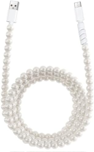 Aolcev USB C Cable 66W Fast USB A to USB C Charging Cable Long 6.6FT/2M Cute Beaded USB Type C Charger Cord Pearl Phone Charger for iPhone 16 Pro 15 Pro Max/Pro/Plus Galaxy S25/S24 iPad White – Enhanced Compatibility and Speed