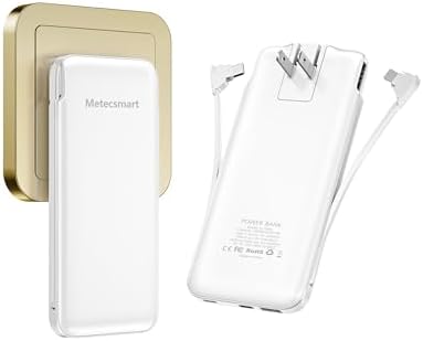 Dual 10000 m Ah Portable Power Bank Set with Built-In Cables and Fast Charging – Travel-Ready USB-C Charger for i Phone & Android Devices in Sleek White & Purple Design – Ultimate Compatibility for On-the-Go Power Solutions