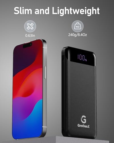 Compact 10,000 m Ah Power Bank – Fast Charging Portable Charger with Dual USB-C Compatibility for i Phone 16, Samsung, and Android Devices – Sleek Black Design for Ultimate Travel Convenience and Enhanced Device Performance