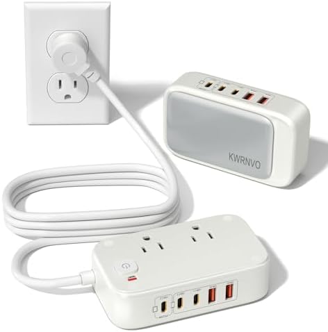 Ultimate 7-in-1 Power Strip with 65 W Ga N Technology | Flat Plug Design for Space-Saving | 3 USB-C & 2 USB-A Ports for Rapid Charging | 2500 W AC Outlet for Home, Office, College & Travel | Versatile Surge Protector for All Devices