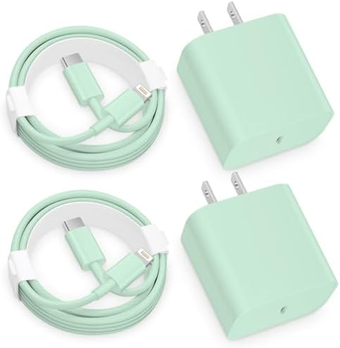Pink Power Duo: 20 W PD USB-C Fast Charging Set with Dual 6 FT MFi-Certified Cables – High-Efficiency Charging Solution for i Phone 14, 13, 12, 11 Pro/Pro Max/Xs/XR/X – Stylish, Safe, and Versatile Power Accessory for Home, Office, and Travel