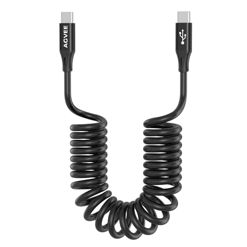 AGVEE 2 Pack 5 ft Coiled USB to USB-C Charging Cables – High-Speed 3 A Fast Charger for i Phone 16/15 Car Play, Galaxy S Series, and Google Pixel – Tangle-Free Design for Effortless Charging in Cars and at Home – USB-IF Certified for Quality and Safety – Durable, Compact, and Ideal for On-the-Go Power Solutions