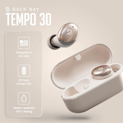 Back Bay Audio Tempo 30 Wireless Earbuds for Smaller Ears – Award-Winning Sound in Sweatproof Design, Ultra-Comfortable Bluetooth Earbuds for Women, Purple Finish with Long Battery Life and Enhanced Compatibility for Daily Use