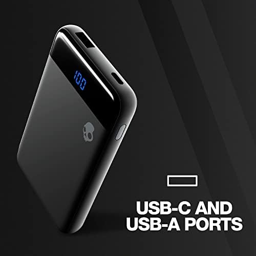 Skullcandy Stash Mini 5000 m Ah Portable Charger – Ultra-Lightweight Power Bank with 12 W USB A & USB C Ports, Bonus Dual Charging Cable, Stylish Moss Finish – Perfect for Travel, Outdoor Adventures, and Daily Use