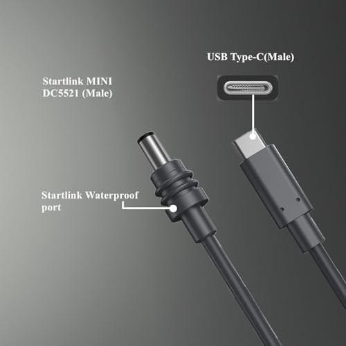 Starlink Mini Cable, 100W USB C Power Cable with USB Type-C Input to Waterproof DC5521, Compatible with 100W+ Power Bank and PD Charger (9.8 Feet) – Enhanced Compatibility and Speed
