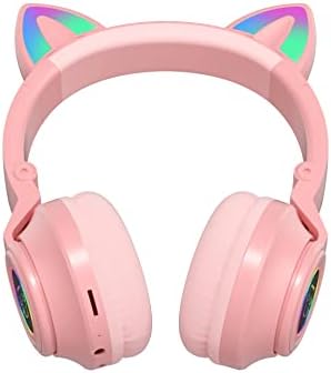 Charming Cat Ear Kids Bluetooth Headphones – Stylish Wireless On-Ear Design with Volume Limiter & LED Lights for Safe Listening – Compatible with Amazon Fire Tablets, Laptops, and More (Vibrant Pink) – Ideal for Toddlers and Young Music Lovers!