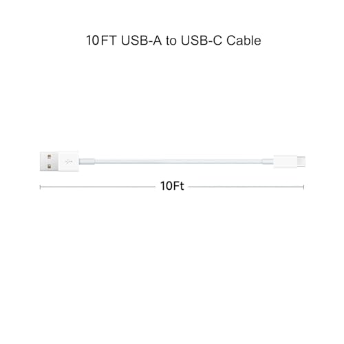 10 Ft 2-Pack USB-A to USB-C Premium Car Play Cable for i Phone 15/16 Series & i Pad – Fast Charging & Data Transfer, Enhanced Compatibility for Tech-Savvy Drivers, Ideal for On-the-Road Connectivity (White)