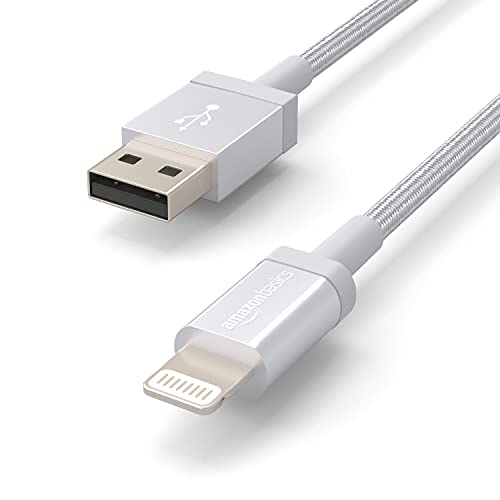 Durable 3-Foot Amazon Basics USB-A to Lightning Charger Cable – MFi Certified Fast Charging Solution for i Phone 14, 13, 12, 11, Xs Pro, Pro Max, Plus & i Pad – Stylish Nylon Braided Design for Enhanced Performance and Universal Compatibility