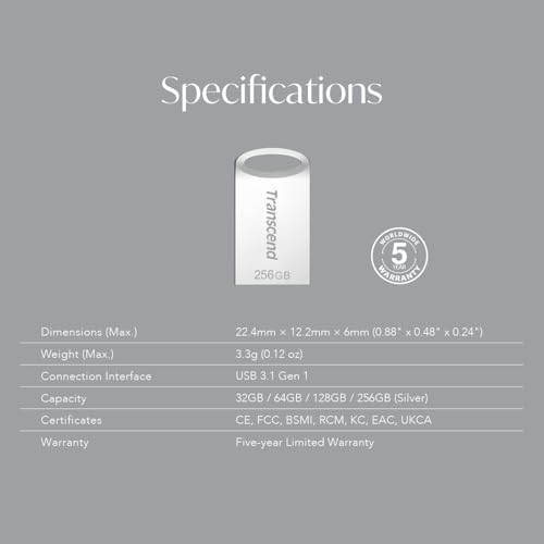 Transcend Jet Flash 710 32 GB USB 3.1 Flash Drive – Ultra-Fast Data Transfer & Durable Design for Effortless Storage Solutions in Sleek Silver Finish