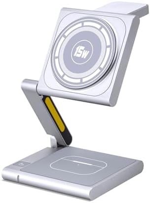Ultra-Fast Foldable Wireless Charging Station for Apple Devices – 4-in-1 Multi-Device Charger with Mag Safe Compatibility, Lightweight Aluminum Alloy Design, Ideal for Travel & Home Use, Includes Built-in Charging Indicator for Enhanced Convenience and Style
